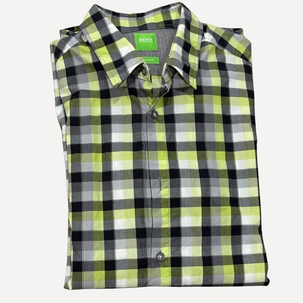 Hugo Boss Men's Lime Plaid Shirt (Modern Fit)